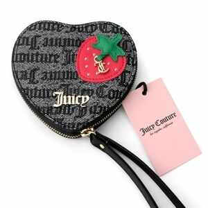 Juicy Couture Black and Gray Heart Wristlet